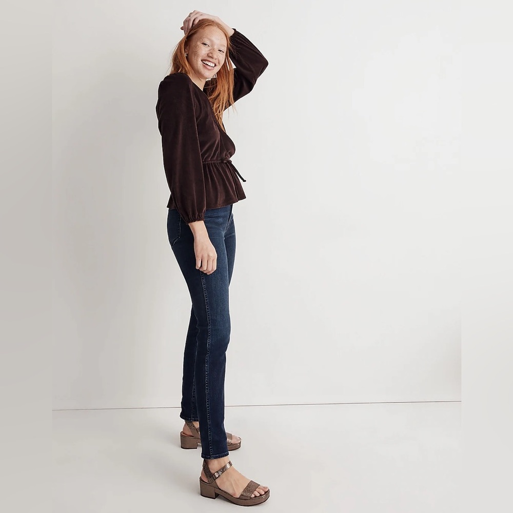Madewell corduroy tie-front faux-wrap top - Picture 3 of 10